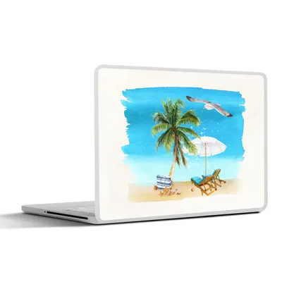 Produktbild von MuchoWow® Laptop Aufkleber Sticker Cover Strandkorb - Sonnenschirm - Palmen - Strand 36.5x27.5 cm - Laptop-Sticker