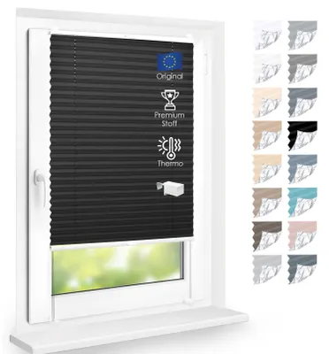 Produktbild von Premium Thermo Plissee lichtdurchlässig, Schwarz, 45x130