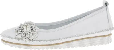Produktbild von Andrea Conti Damen Ballerina bequem Leder Blume Applikation 0023645, Größe:39 EU, Farbe:Weiß