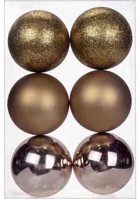 Productafbeelding van Kerstballen, 10 cm, bruin, 6 stuks, breukbestendig kunststof, kerstdecoratie, kerstboomversiering