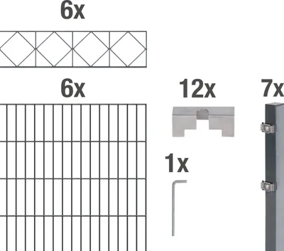 Image de Alberts Clôture en treillis à double fils Bergen, hauteur 120 cm, longueur 15 m, tapis de 2,5 m, anthracite, à bétonner