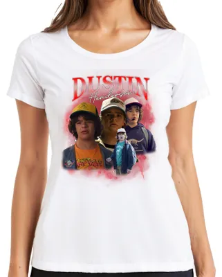 Produktbild von Dustin Henderson Stranger Fan Geschenk Retro 80er Vintage Hawkins Damen T-Shirt, Weiß, S