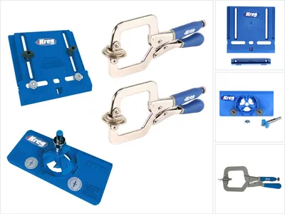 Image de KREG Kit de montage d'armoires avec Cabinet Hardware Jig ( KHI-PULL ) + Concealed Hinge Jig ( KHI-HINGE ) + 2 x serre-joints rapides ( KHC-PREMIUM )