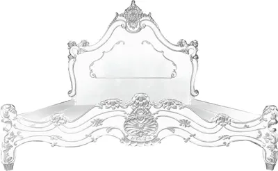 Produktbild von Casa Padrino Luxus Barock Doppelbett Weiß / Silber - Edles Massivholz Bett mit Kopfteil - Prunkvolle Schlafzimmer Möbel im Barockstil