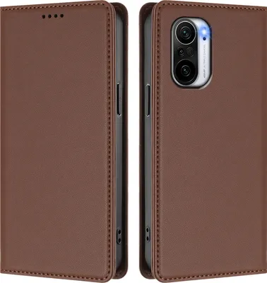 Image de Etui en cuir pour Xiaomi Poco F3/Redmi K40/K40 Pro, étui magnétique en cuirPolyuréthaneavec support Marron