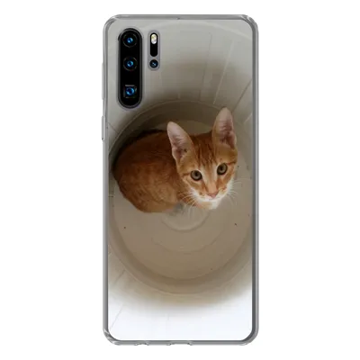 Produktbild von MuchoWow® Handyhülle Schutzhülle Hülle für Huawei P30 Pro Katze - Mülleimer - Weiß Silikon Softcase Handy Hülle - Schutzdeckel