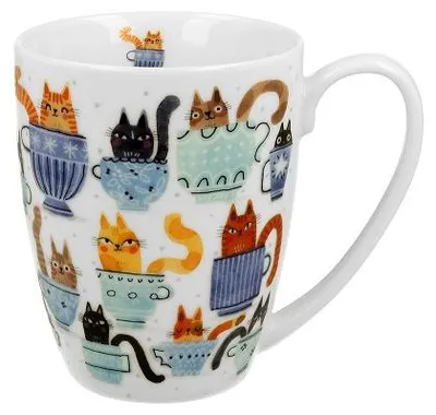 Produktbild von DUO ANIMALS Klassischer Becher 360 ml CAT'S WORLD - Teacup Cats aus Bone China Porzellan