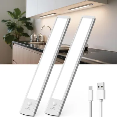 Produktbild von Schrankbeleuchtung mit Sensor – LED-Leuchte – Automatische Beleuchtung – Wiederaufladbar und dimmbar – 30 cm – Weiß