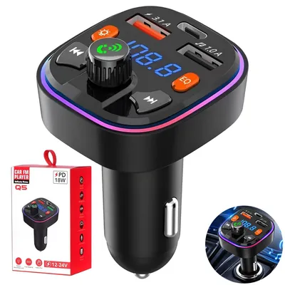 Bluetooth FM-Transmitter Auto, MP3, 4,8 A Ladegerät, USB-C