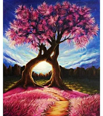 Produktbild von Diamantmosaik, blühende Bäume in Rosa, 30x40 cm, kreative Diamanten
