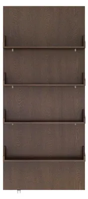 Produktbild von Schiebetür aus Holz und MDF mit Regalen und unsichtbarer Laufschiene - Naturfarben dunkel - 93 x 210 cm KAZORI
