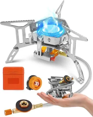 Obrázek produktu pro Kompaktní plynový vařič pro kempování – 3900 W s piezoelektrickým zapalováním, vodotěsný a skládací