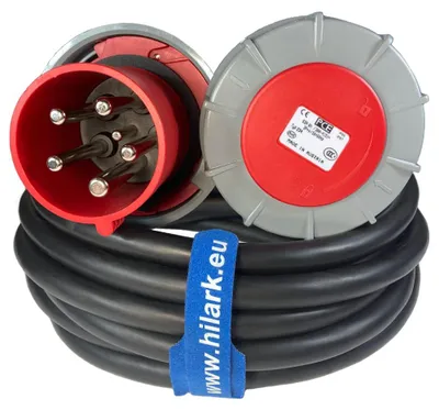 Produktbild von CEE-Adapter, Starkstrom-Adapterleitung Stecker 63A 5-polig auf Kupplung 63A 4-polig 5m