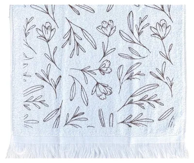 Produktbild von Clayre & Eef Gästehandtuch 40x66 cm Weiß Baumwolle Blumen