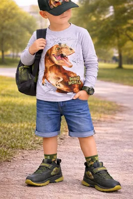 Produktbild von 83672 Dino Welt Jungen Langarmshirt Grau Gr. 104