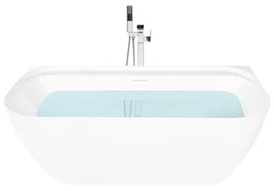 Produktbild von BELIANI Badewanne Weiß Acryl Oval 170 x 80 cm Vorwandmontage mit Überlauf Ablaufgarnitur ohne Armatur s Modernes Design