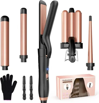 Produktbild von Lockenstab Hair Curler mit Glätteisen, Lockenstab 3 Fässer antistatische Keramik Welleneisen für Haare mit einstellbarer Temperatur Schnelle Erwärmung