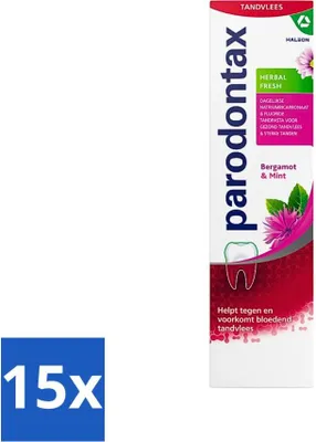 Image de Parodontax - Dentifrice - Fraîcheur herbacée - Bergamote & Menthe - 75 ml - Pack économique - 15 pièces