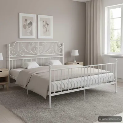 Immagine prodotto di Maison Exclusive - Struttura letto in metallo bianco 200x200 cm
