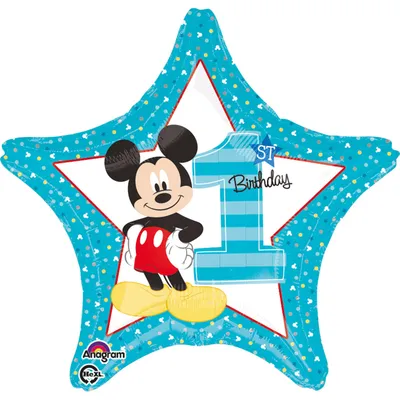 Zdjęcie produktu dla Balon Foliowy 18" Mickey - Idealny na 1. Urodziny Twojego Malucha! Stwórz niezapomniane chwile z tym kolorowym i radosnym dodatkiem na przyjęcie!