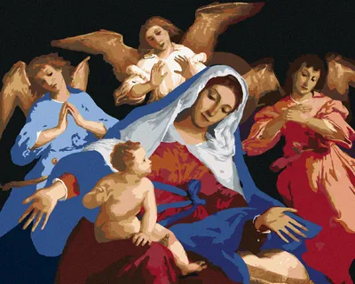 Produktbild von Zuty - Malen nach Zahlen - MARIA UND JESUS UND DIE ENGEL, 40x50 cm, ohne Keilrahmen
