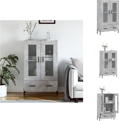 Productafbeelding van vidaXL Hoge kast, betonkleur, 69,5 x 31 x 115 cm, houtvezel - Dressoirs