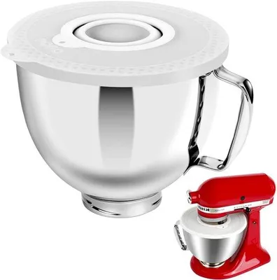 Produktbild von Stainless-Stahl-Mischkommenset - 5 Quart - Mit weißem Silikon-Deckel