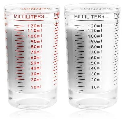 Productafbeelding van Maatbeker van glas, 120 ml, 2 stuks, hittebestendig, nauwkeurige gradaties