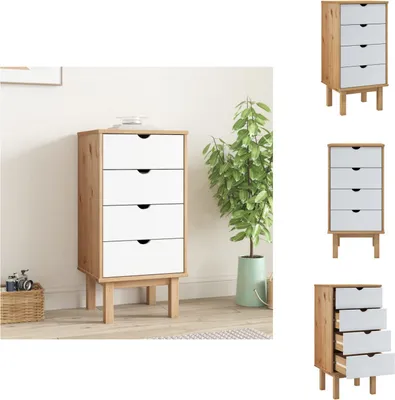 Produktbild von vidaXL Schubladenschrank OTTA Braun&Weiß 46x39,5x90 cm Massivholz -  Kommoden