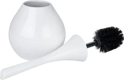 Zdjęcie produktu dla WENKO Zestaw WC FLAKON Uchwyt na szczotkę toaletową Toaleta ceramiczna biała Łazienka WC dla gości