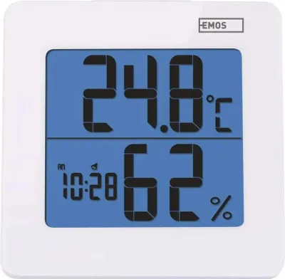 Zdjęcie produktu dla Emos E0114, Elektroniczny termometr środowiskowy, Wewnątrz/Na wolnym powietrzu, °C, 0 - 50 °C, Cyfrowy, Biały