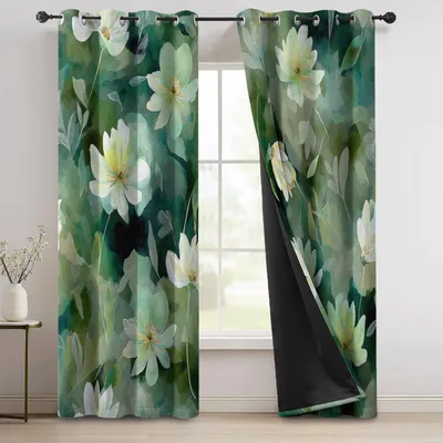 Productafbeelding van Verduisteringsgordijnen Set van 2, 117 x 137 cm, Botanische Print