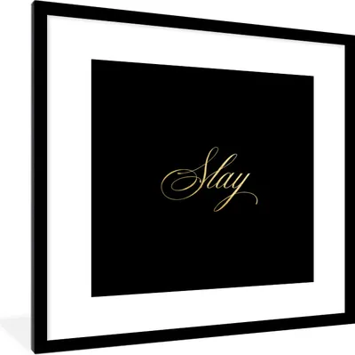 Produktbild von MuchoWow® Gerahmtes Poster Zitate - Macht - Gold - Schwarz 40x40 cm - Poster mit Schwarzem Bilderrahmen Wandposter Rahmen Foto Bilder - Poster - Plakat im Rahmen