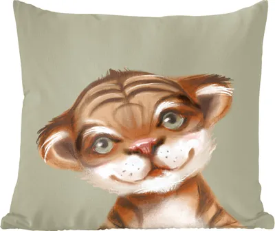 Produktbild von MuchoWow® Zierkissen Sofakissen Wohnzimmer Dekokissen 45x45 cm Tiger - Grün - Dschungel - Schlafpolster - Polster für das Sofa