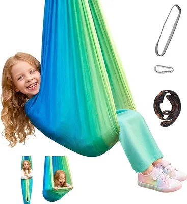 Produktbild von Hängematte 150x280 cm, Aerial Yoga Set, Multifunktional für Innen & Außen, belastbar 200 kg, inkl. Karabiner & Seile, weiches Material, Yoga & Entspannung