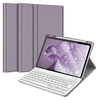 Produktbild von FINTIE Hülle mit Tastatur für iPad Air 11 Zoll M4/M3/M2 (2026/2025/2024), iPad Air 5./4. Gen 10,9 Zoll, TPU Rückschale Schutzhülle mit Stifthalter, magnetisch Abnehmbarer QWERTZ Keyboard, Lavedel