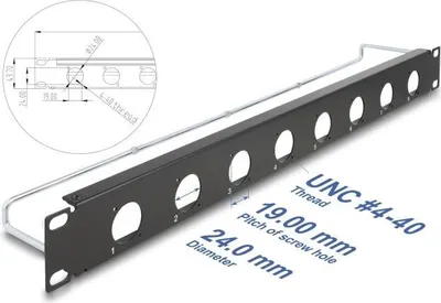 Obrázok produktu pre DeLOCK 67059, D-type, Čierna, Kov, Montáž do racku, 1U, 78,1 mm