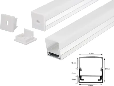 Produktbild von 2m Alu Profile Alu Schiene Profil mit Milchglas Abdeckung Kanal System für LED-Streifen Profil H mit Milchglas Abdeckung