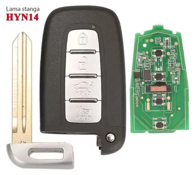 Zdjęcie produktu dla Kompletny i programowalny klucz samochodowy Techstar, kompatybilny z Kia Forte, Soul, Rio, Sorento, Optima oraz Hyundai i30, Sonata, IX35 – 433MHz, chip ID46 PCF7952, ostrze HYN14