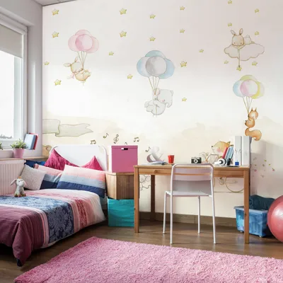 Produktbild von Muralo XXL Vlies FOTOTAPETE Zeichnung Maerchenfuchs Dekor Teddybaer (B) 405 cm x (H) 270 cm Tapete Wandtapete KINDERZIMMER SPIELZIMMER 4882