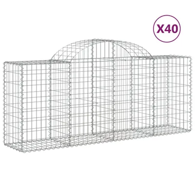 Produktbild von Gabionen mit Hochbogen 40 Stk. 200x50x80/100cm Verzinktes Eisen
