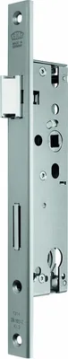 A close-up, professional studio shot of a door lock mechanism.