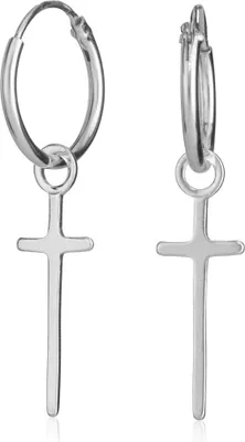 Produktbild von Paar Ohrhänger 925 Silber 30mm Ohrringe Keltische Creolen mit Kreuz Gothic