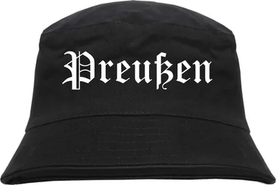 Produktbild von Preußen Fischerhut - Altdeutsch - bedruckt - Bucket Hat Anglerhut Hut Schwarz S/M
