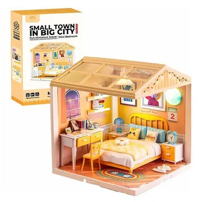 Produktbild von DIY Miniatur Schlafzimmer Bastelset Diorama Puppenhaus 96 Teile