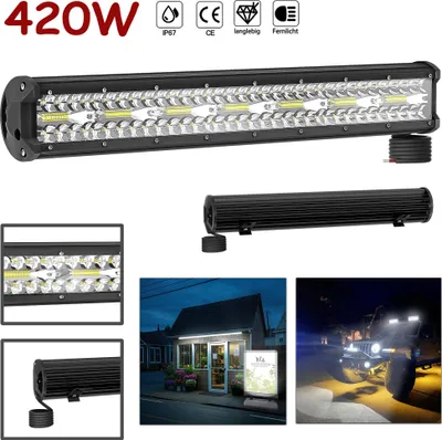 Image de LZQ LED Projecteur de travail off-road Projecteur bar longue portée 420W Projecteur blanc froid Lumière IP67
