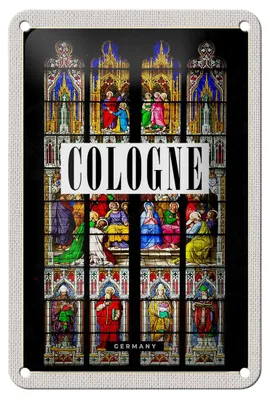 Produktbild von Blechschild Reise 12x18cm Köln Dom Geschichte Christus Zeichnung Schild