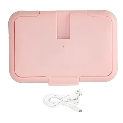 Produktbild von Baby-Feuchttuchwärmer, konstante Temperatur, gleichmäßige Erwärmung, tragbarer USB-Feuchttuchwärmer, Rosa