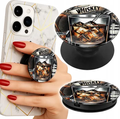 Produktbild von Handyhalterung Popsocket für Finger / Ständer - MIT WHISKY- UND ZIGARETTENMUSTER