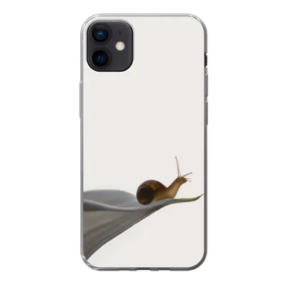 Produktbild von MuchoWow® Handyhülle Schutzhülle Hülle für iPhone 12 mini Schnecke - Lilie - Grau Silikon Softcase Handy Hülle - Bild